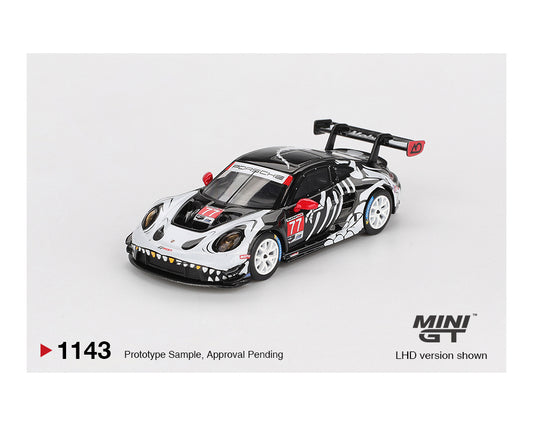 Mini GT #1143 Porsche 911 GT3 R #77 AO Racing 2025 IMSA Petit Le Mans “Skelerexy”
