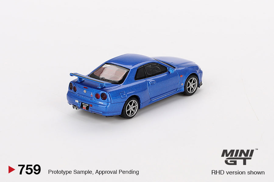 Mini GT #759 Nissan Skyline GT-R (R34) V-Spec Bayside Blue