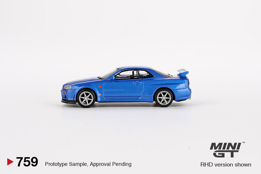 Mini GT #759 Nissan Skyline GT-R (R34) V-Spec Bayside Blue