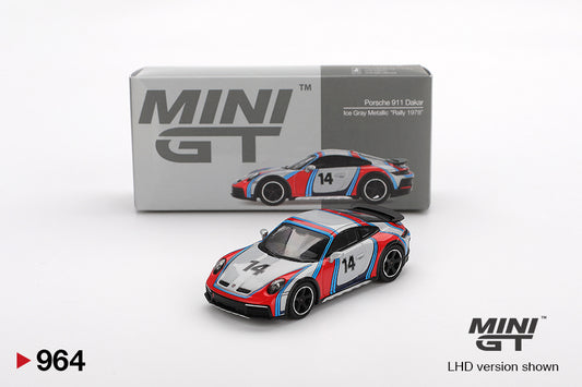 Mini GT #964 Porsche 911 Dakar “Rally 1974” - Ice Grey Metallic