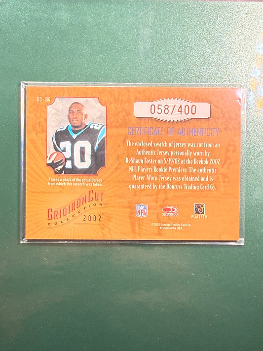 2002 Donruss DeShaun Foster Gridiron Cut Patch #GC-106 /400