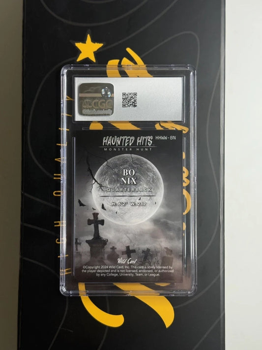 CGC 10 2024 Wild Card Haunted Hits Bo Nix Werewolf Purple Rainbow #/2