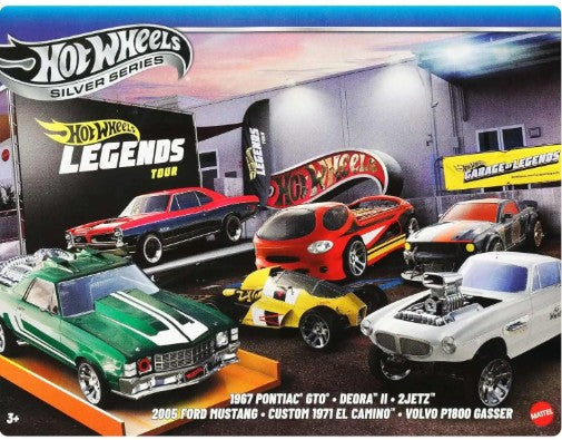 Hot Wheels Silver Series 6 Pack 2025 Legends Tour (Pontiac, Deora, 2Jetz, Mustang, El Camino, Volvo)