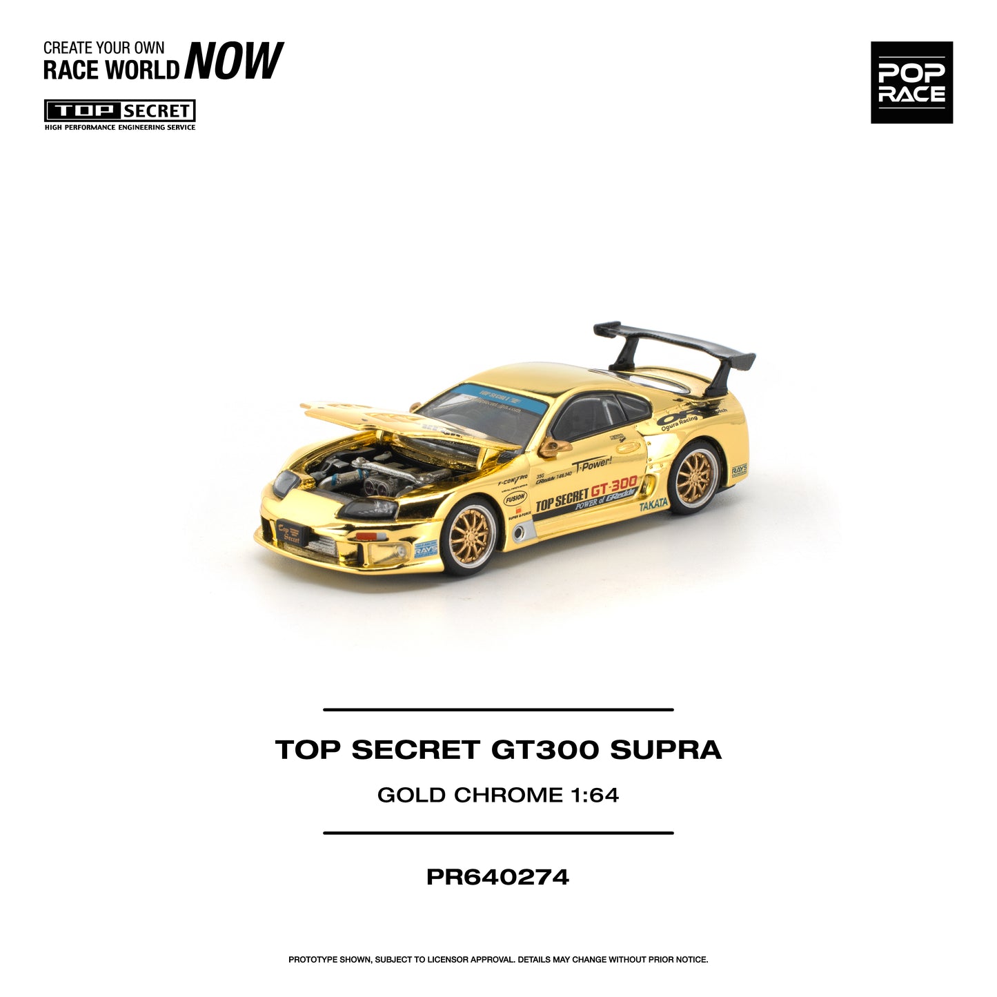 [PRE-ORDER] Pop Race Top Secret GT300 Supra - Gold Chrome