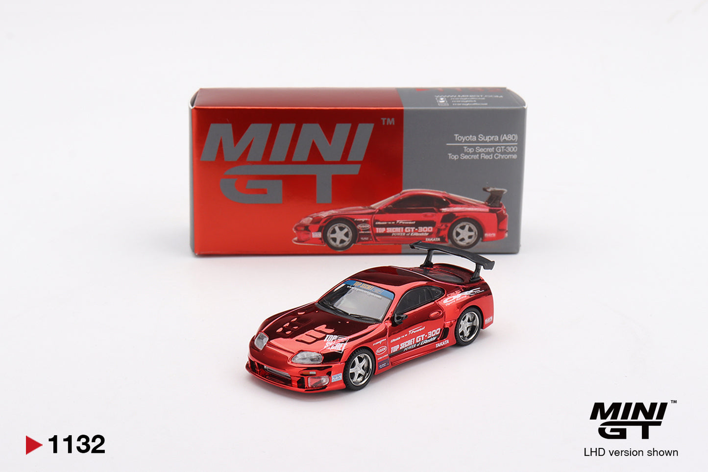 Mini GT #1132 Toyota Supra (A80) Top Secret GT-300 Top Secret - Red Chrome