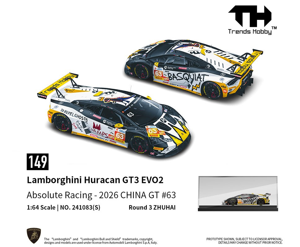 [PRE-ORDER] Trends Hobby Lamborghini Huracan GT3 EVO2 – China GT (ZHUHAI) 2026 #63