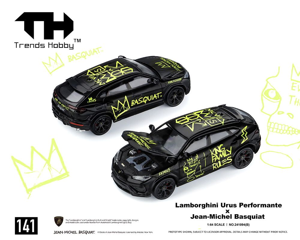 [PRE-ORDER] Trends Hobby 1:64 Lamborghini Urus Performance x Jean Michael Basquiat (Matte Black)