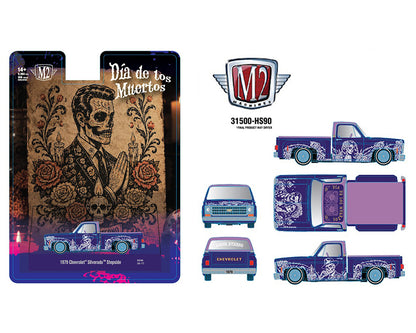 [PRE-ORDER] M2 Machines 1979 Chevrolet Silverado Stepside “Dia De Los Muertos” – Purple Hobby Exclusive