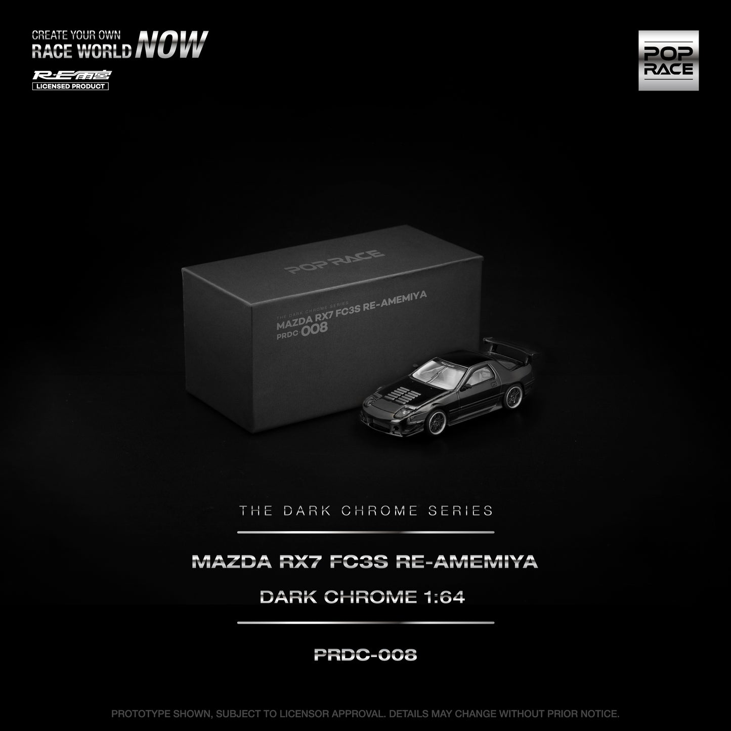 [PRE-ORDER] Pop Race Mazda RX7 (FC3S) Re-Amemiya - Dark Chrome
