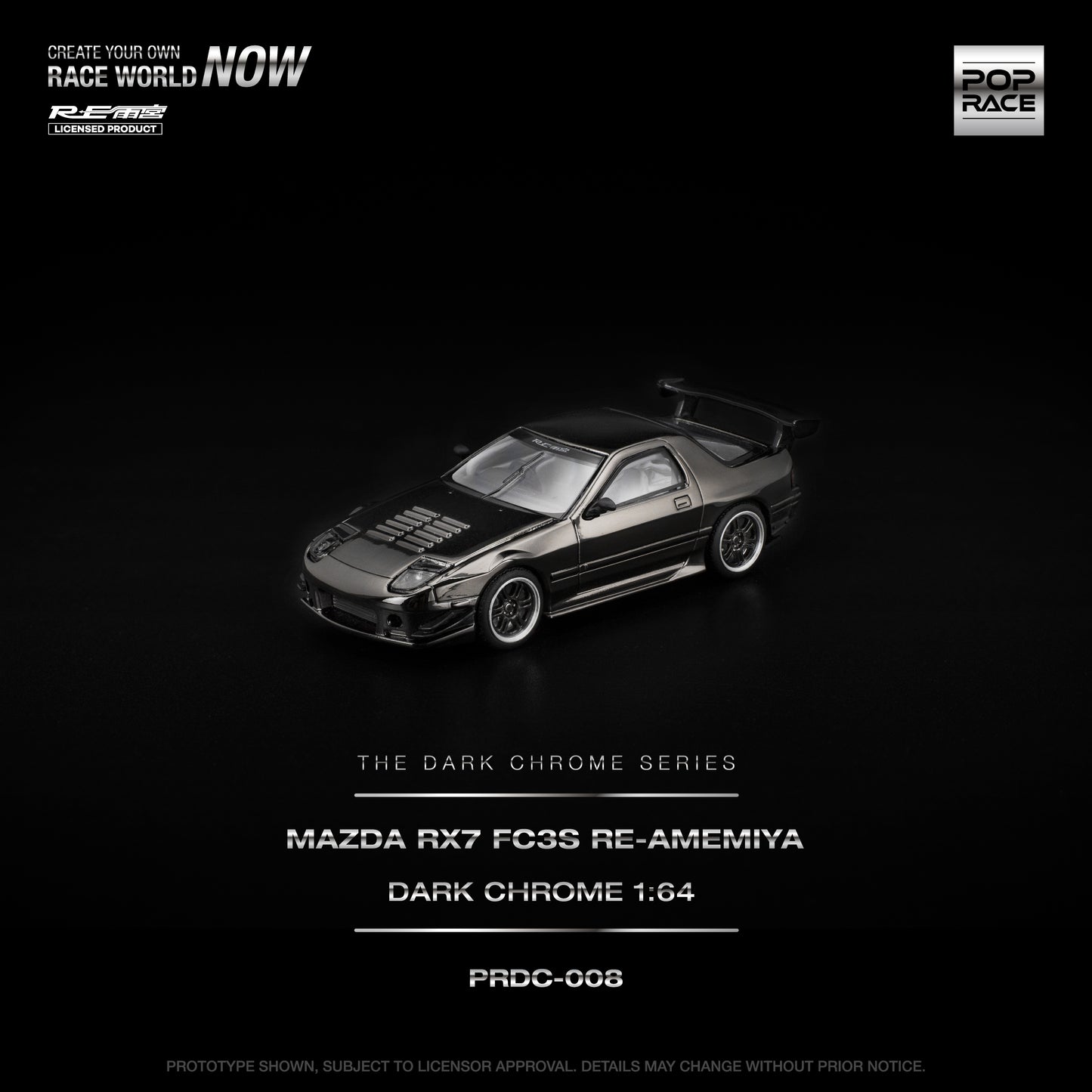 [PRE-ORDER] Pop Race Mazda RX7 (FC3S) Re-Amemiya - Dark Chrome