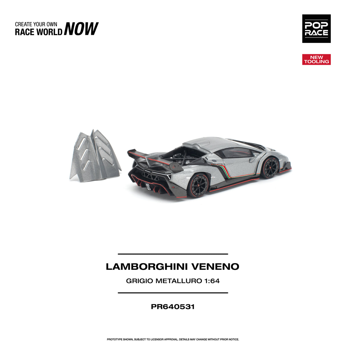 [PRE-ORDER] Pop Race Lamborghini Veneno - Grigio Metalluro