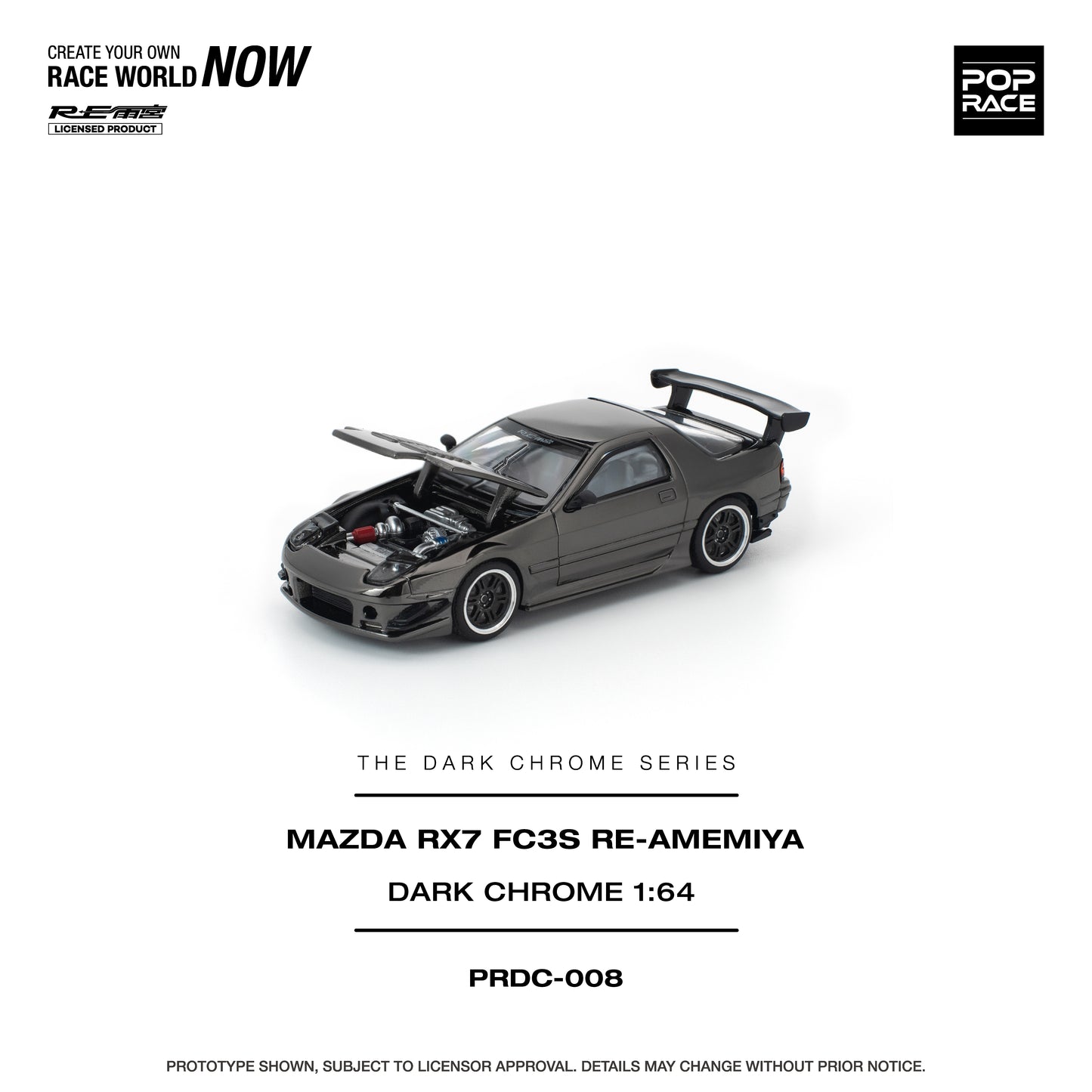 [PRE-ORDER] Pop Race Mazda RX7 (FC3S) Re-Amemiya - Dark Chrome