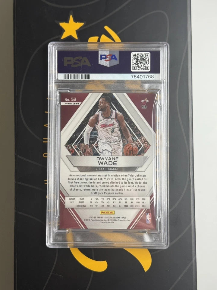 PSA 8 2017 Panini Spectra Dwyane Wade #53 Neon Green Prizm /49