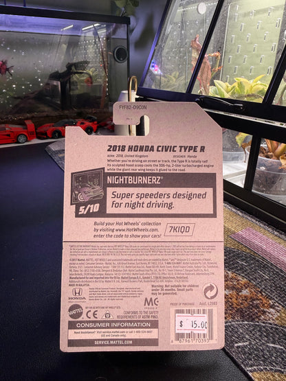 Hot Wheels Nightburnerz 2018 Honda Civic Type R 171/250