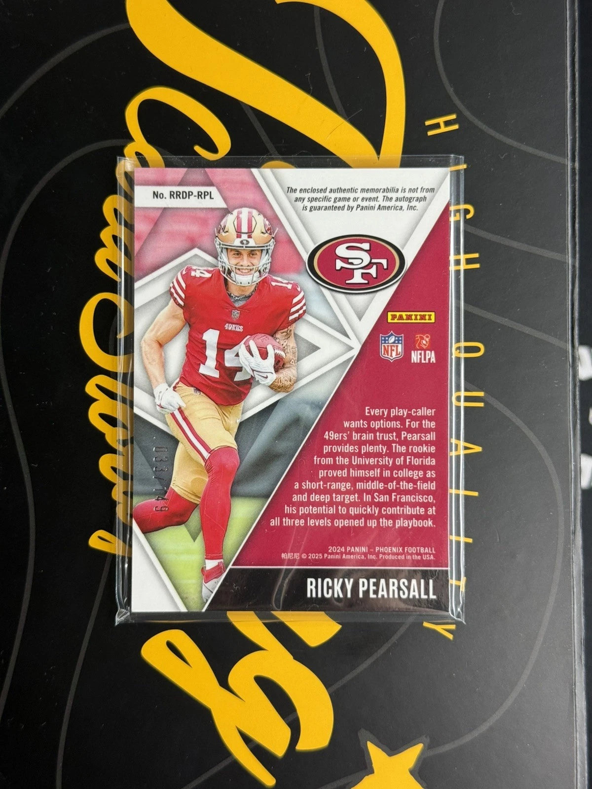 Ricky Pearsall 2024 Phoenix Rising Rookies Dual Patch Autograph /149