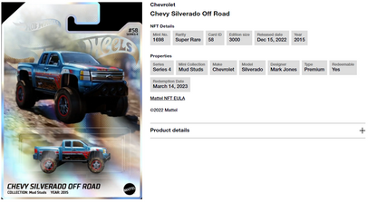 Hot Wheels NFTH Garage Series 4 Chevy Silverado Off Road