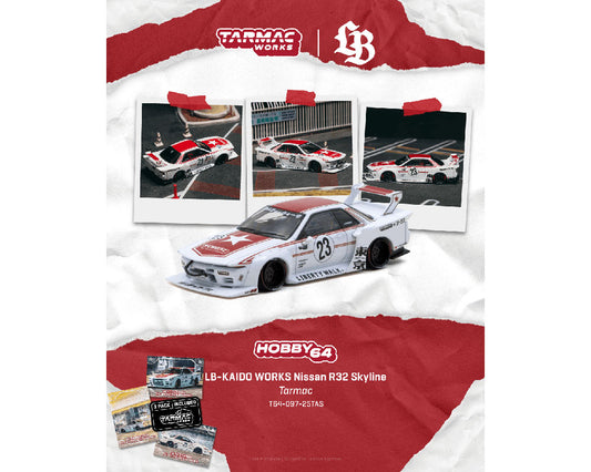 [PRE-ORDER] Tarmac Works LB-KAIDO WORKS Nissan R32 Skyline + Trading Cards Combo Set