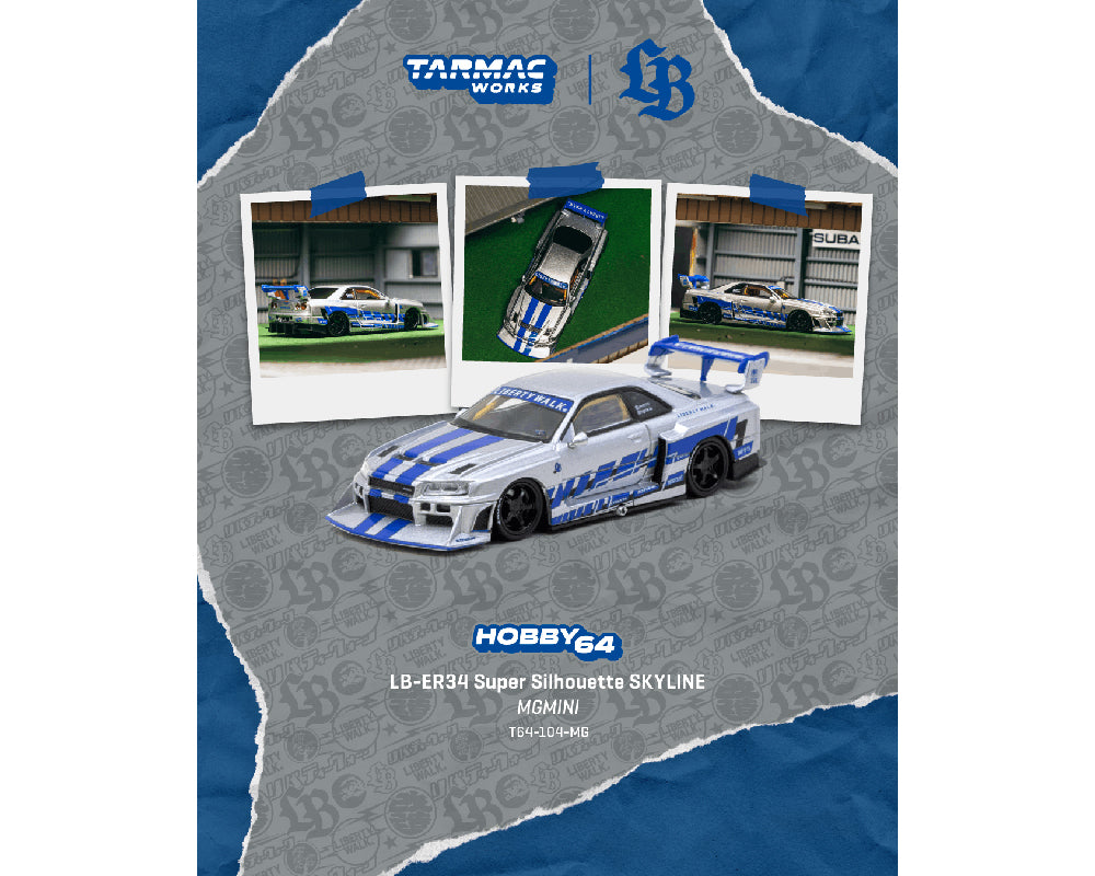 [PRE-ORDER] Tarmac Works LB-ER34 Super Silhouette SKYLINE MGMINI – Silver