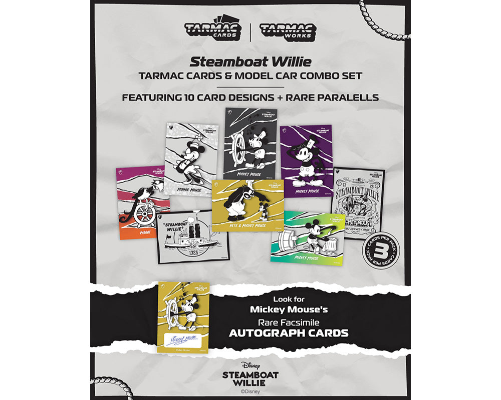 [PRE-ORDER] Tarmac Works Toyota Sprinter Trueno AE86 Widebody by Jon Sibal Mickey & Friends Steamboat Willie w/ Trading Card Combo Set