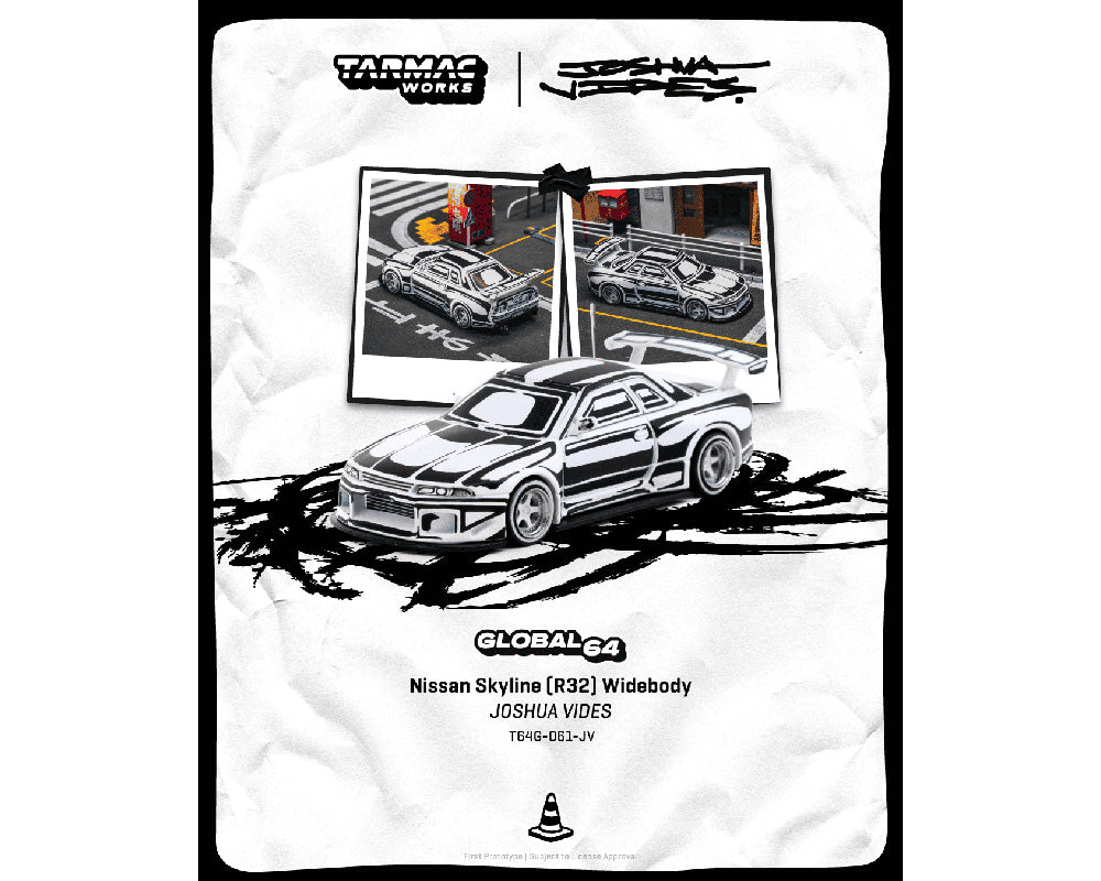 [PRE-ORDER] Tarmac Works Nissan Skyline (R32) Widebody – Designed by JOSHUA VIDES – Matte White