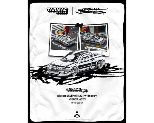 [PRE-ORDER] Tarmac Works Nissan Skyline (R32) Widebody – Designed by JOSHUA VIDES – Matte White