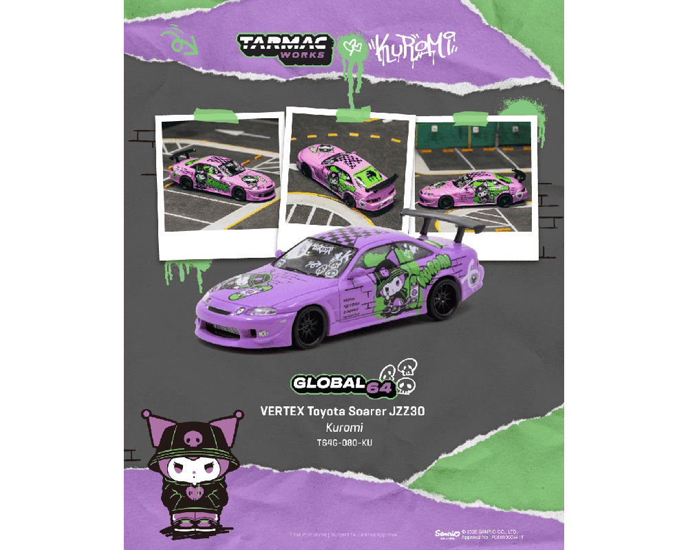 [PRE-ORDER] Tarmac Works VERTEX Toyota Soarer JZZ30 - Kuromi Sanrio