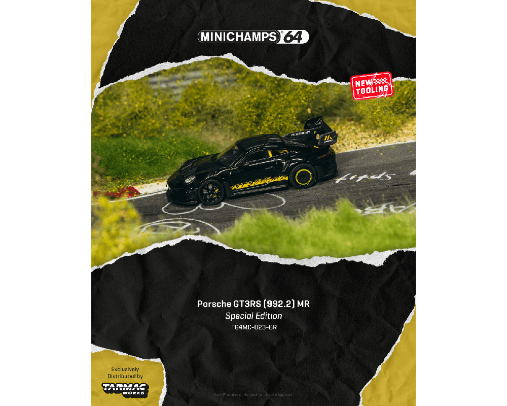 [PRE-ORDER] Tarmac Works x Minichamps Porsche GT3RS (992.2) MR - Black Yellow - Special Edition