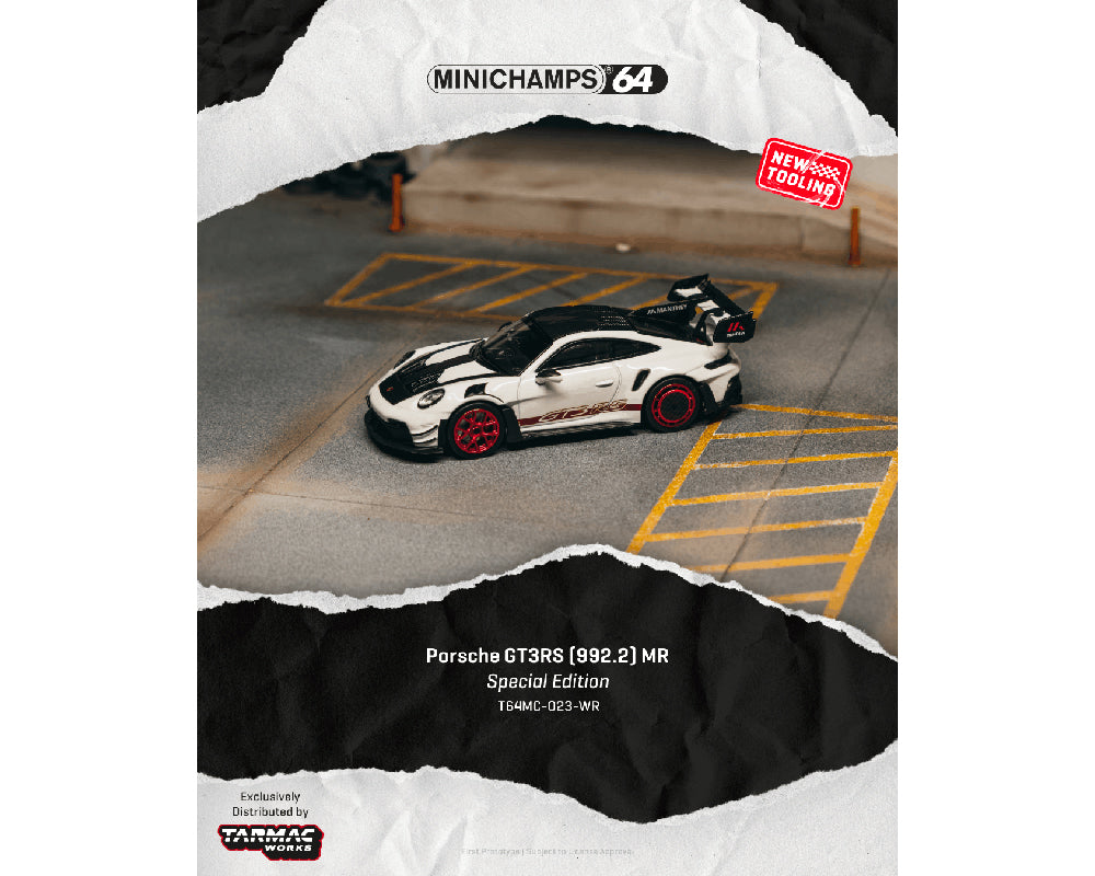 [PRE-ORDER] Tarmac Works x Minichamps Porsche GT3RS (992.2) MR - White Red - Special Edition
