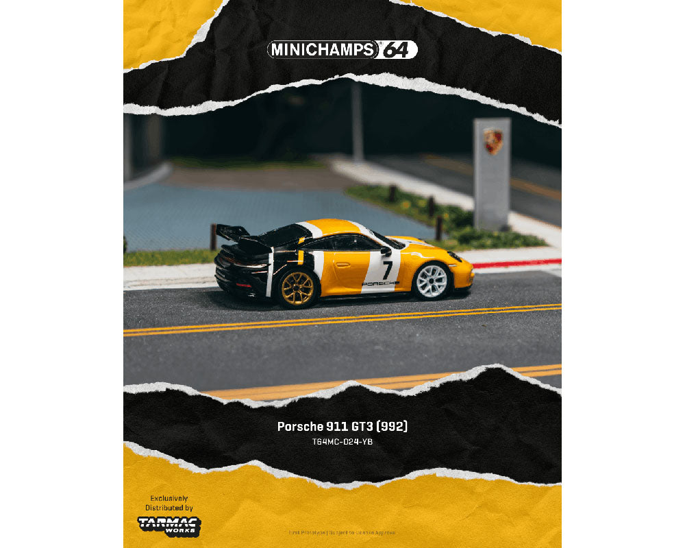[PRE-ORDER] Tarmac Works x Minichamps Porsche GT3RS (992) – Yellow Black