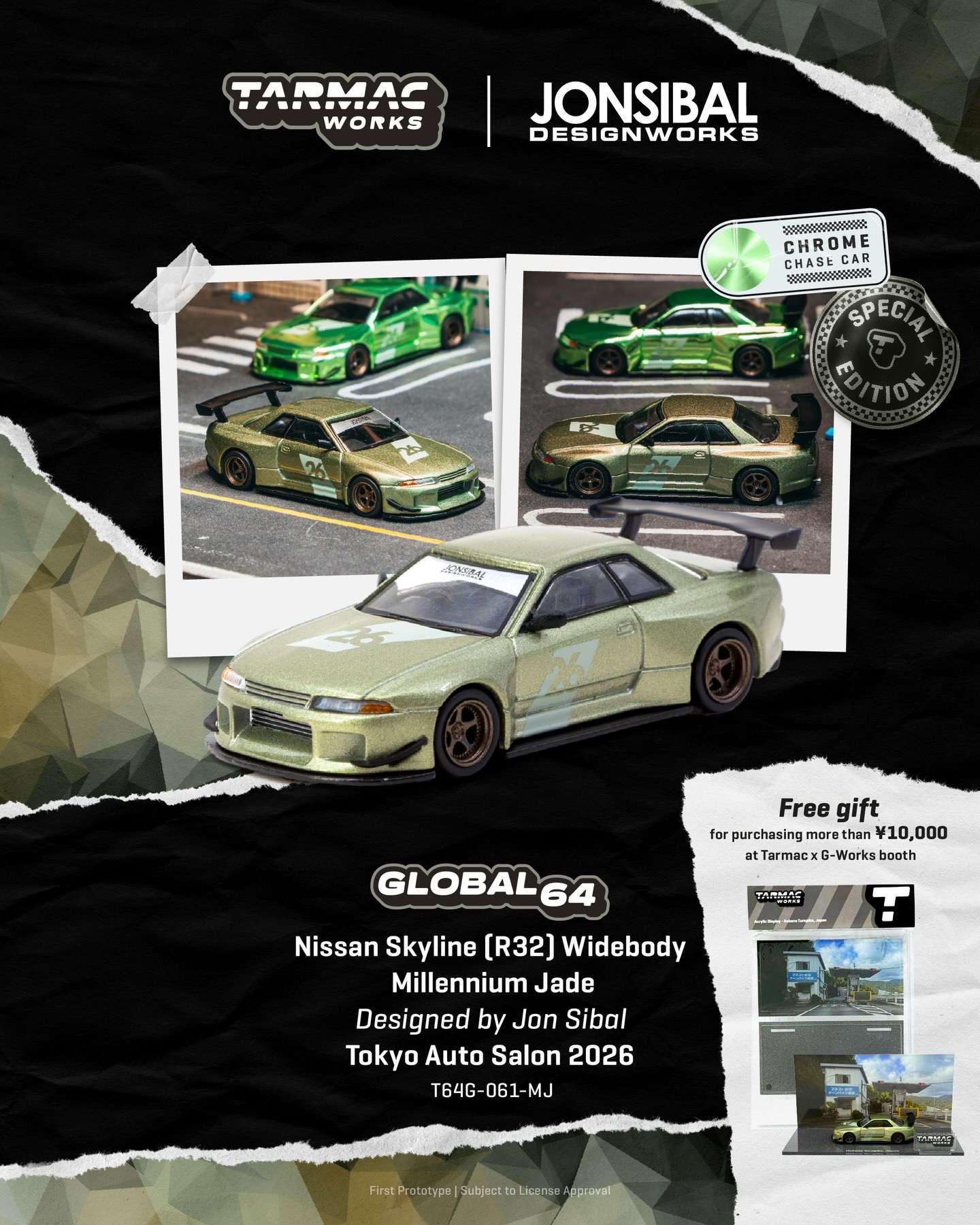 [PRE-ORDER] [TOKYO AUTO SALON 2026] Tarmac Works Nissan Skyline (R32) Widebody - Millennium Jade