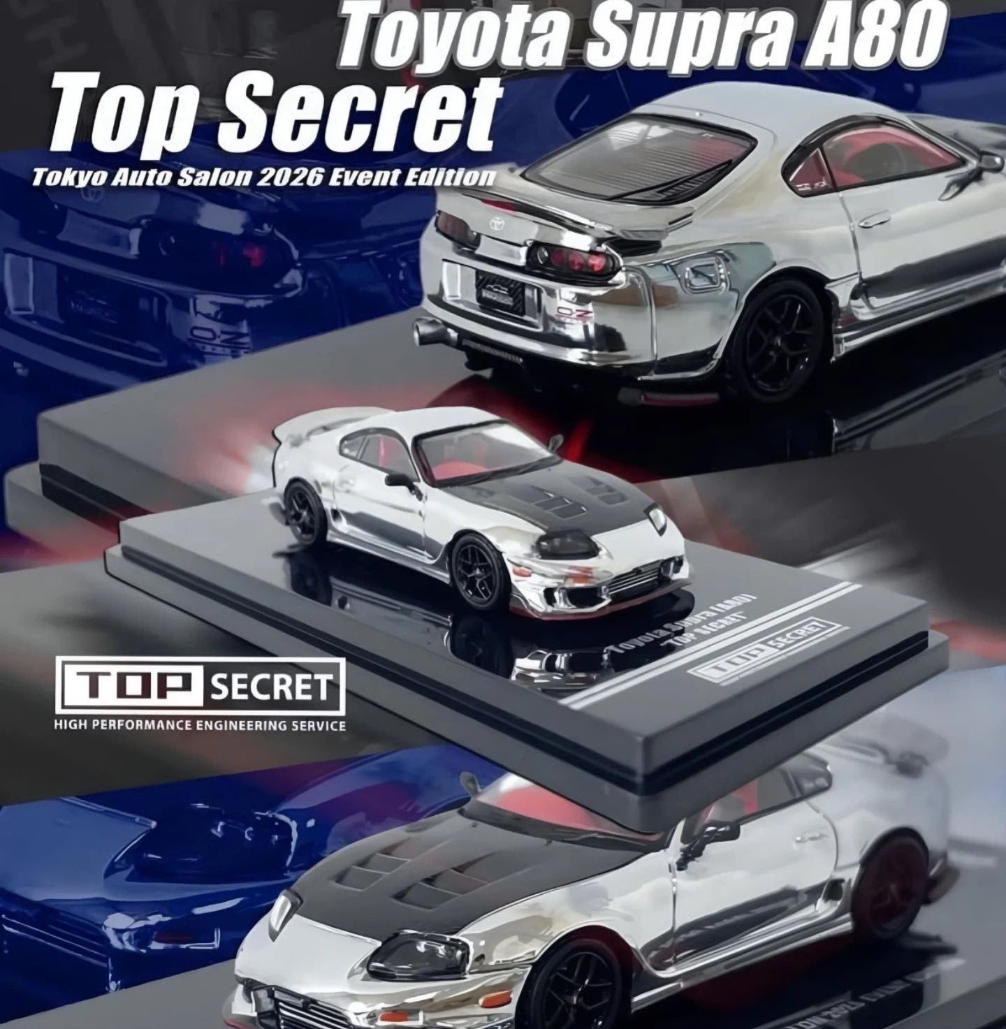 [PRE-ORDER] [TOKYO AUTO SALON 2026] INNO64 Toyota Supra A80 Top Secret - Silver Chrome