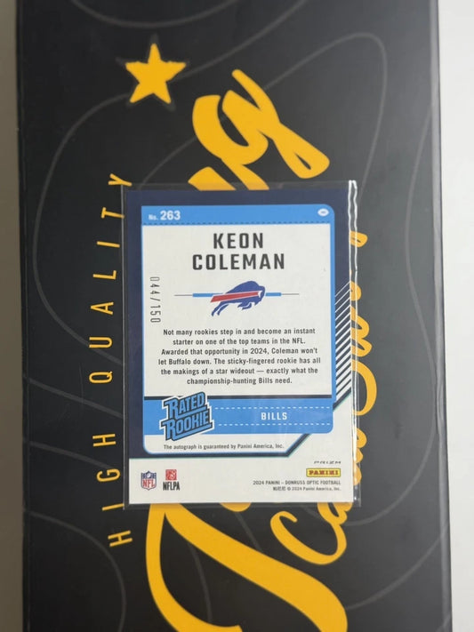 2024 Optic Keon Coleman Rated Rookie Autograph Holo #263 #/150