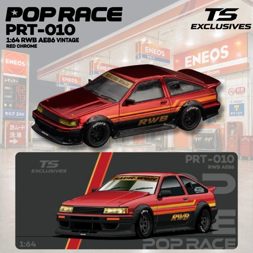 [PRE-ORDER] Pop Race x TS Exclusives RWB AE86 Vintage - Red Chrome